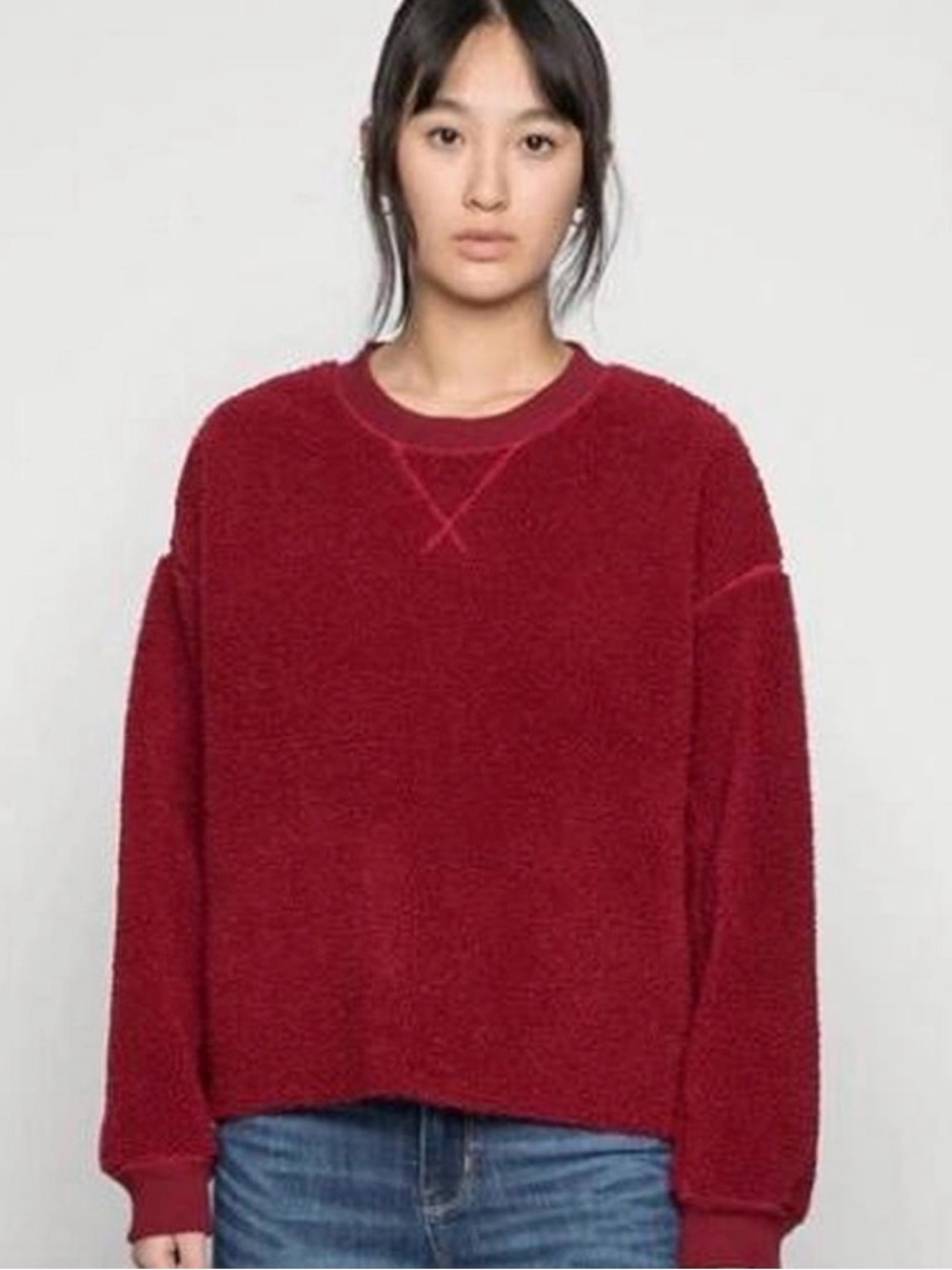 American Eagle Outfitters Plush Crewneck Sweater - Burgundy